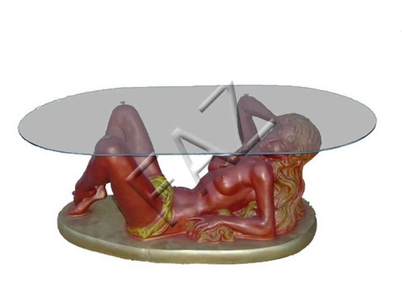 JVmoebel Couchtisch Glastisch Tische Tisch Statue Meerjungfrau Tisch Beistell Wohnzimmer