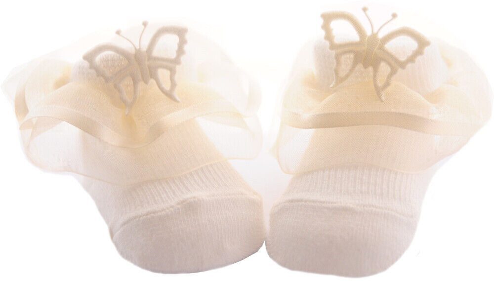 La Bortini Socken Socken Söckchen mit Rüschen Spitze in Creme festlich Strümpfe festlich, 44 50 56 62 68 74 80 86 92 98 104 110 116 122 – Bild 2 von 2