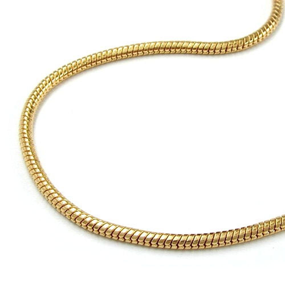 unbespielt Kette ohne Anhänger Halskette Kette Schlangenkette rund glatt  1,5 mm vergoldet AMD 60 cm inklusive Schmuckbox, Modeschmuck für Damen