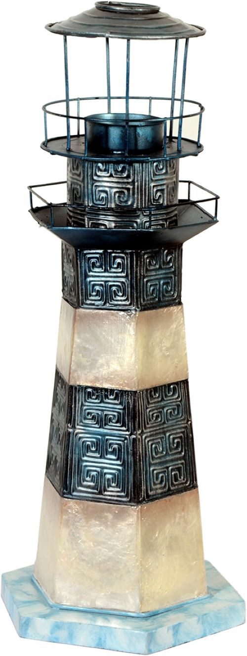 MystiCalls Dekofigur Dekofigur Leuchtturm Lighthouse maritime Dekoration Maritim Metall (1 St), Dekofigur aus Muschelschalen