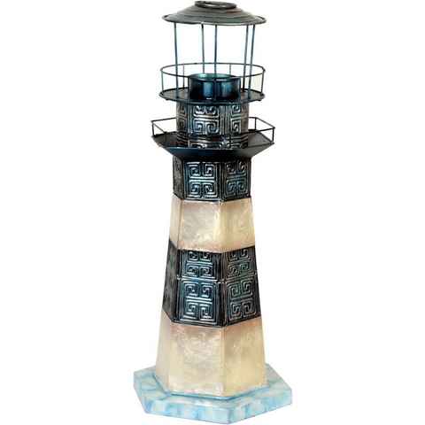 MystiCalls Dekofigur Dekofigur Leuchtturm Lighthouse maritime Dekoration Maritim (1 St), Dekofigur aus Muschelschalen