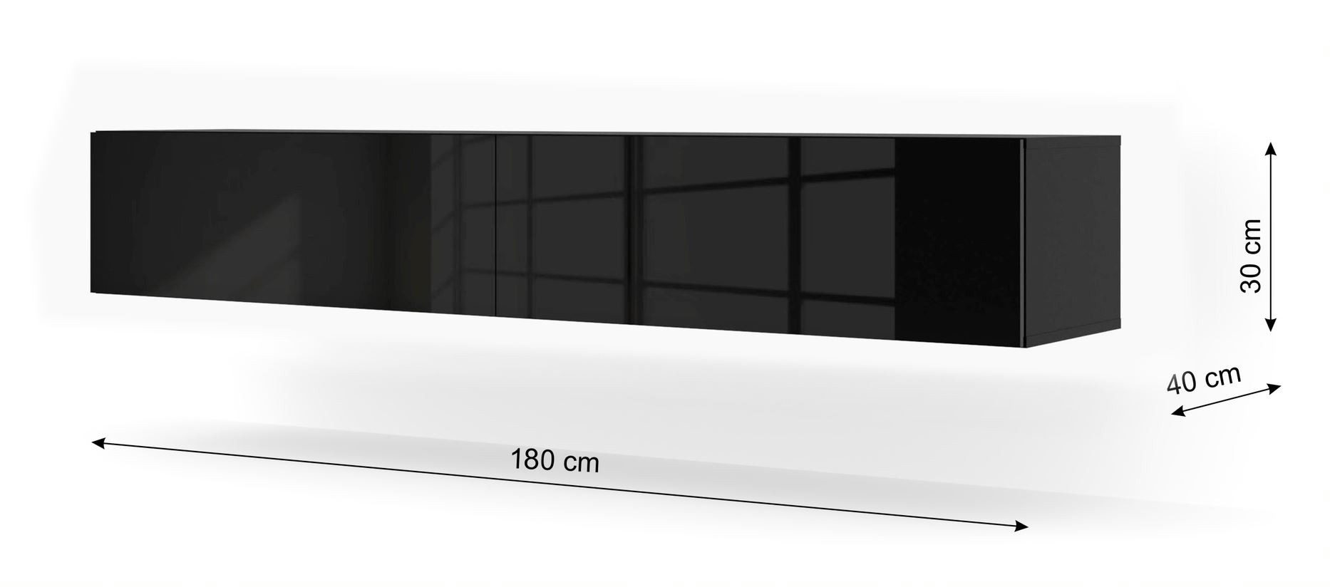 Raumhirsch Furniture Lowboard TV Schrank, RTV Möbel, Wohnmöbel (Maße: 180 x 40 x 30 (H) cm, 2 Klappen), Hochglanz, Stabile Konstruktion, Einfache Selbstmontage – Bild 4 von 4