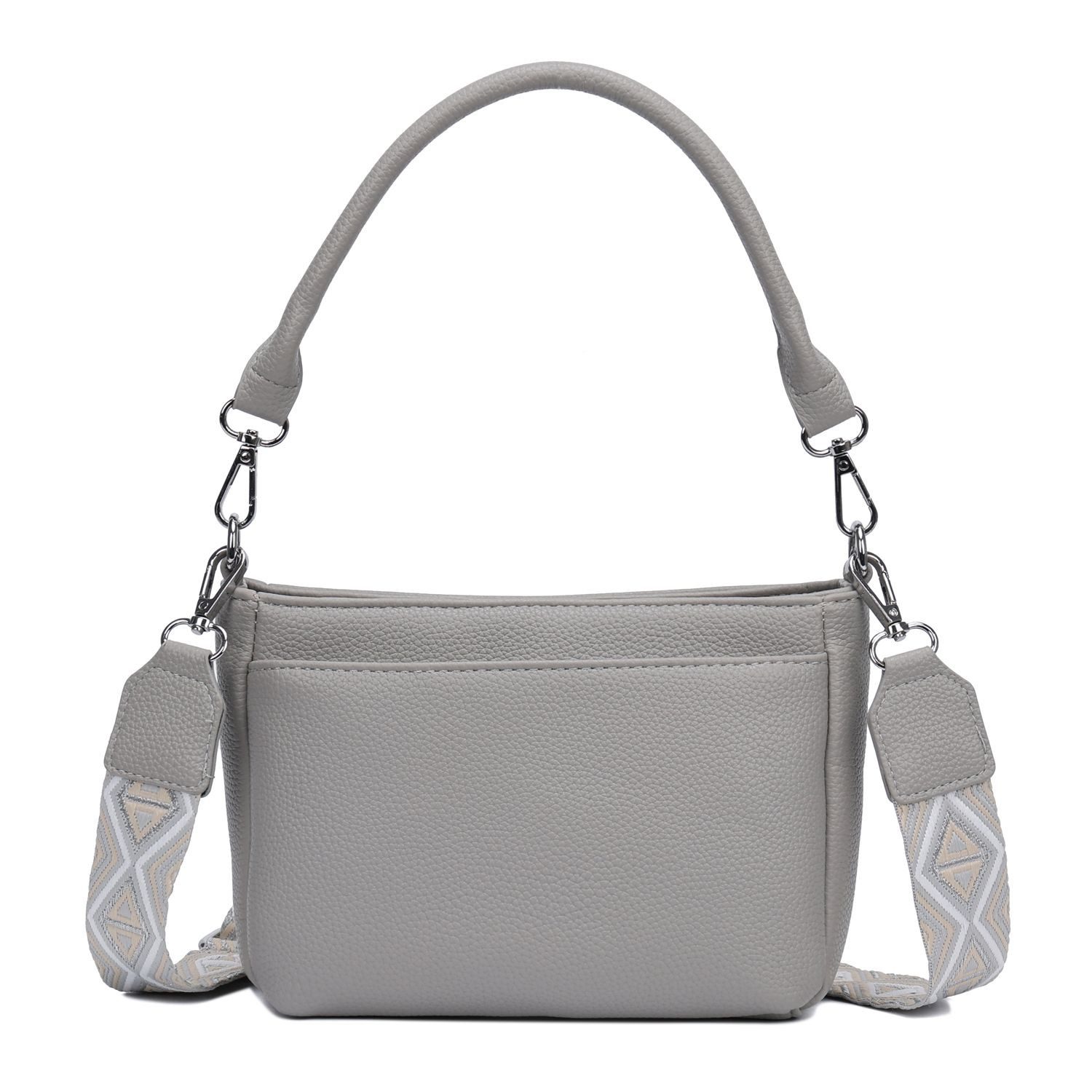 ITALYSHOP24 Schultertasche Damen Crossbody Umhängetasche Hobo Bag Brusttasche Crossover Freizeit (Tasche mit einem breitem Muster Stoffgurt/Umhängeband), Bodybag Schmucktasche Muster Taschengurt Clutch Reise Leder Optik
