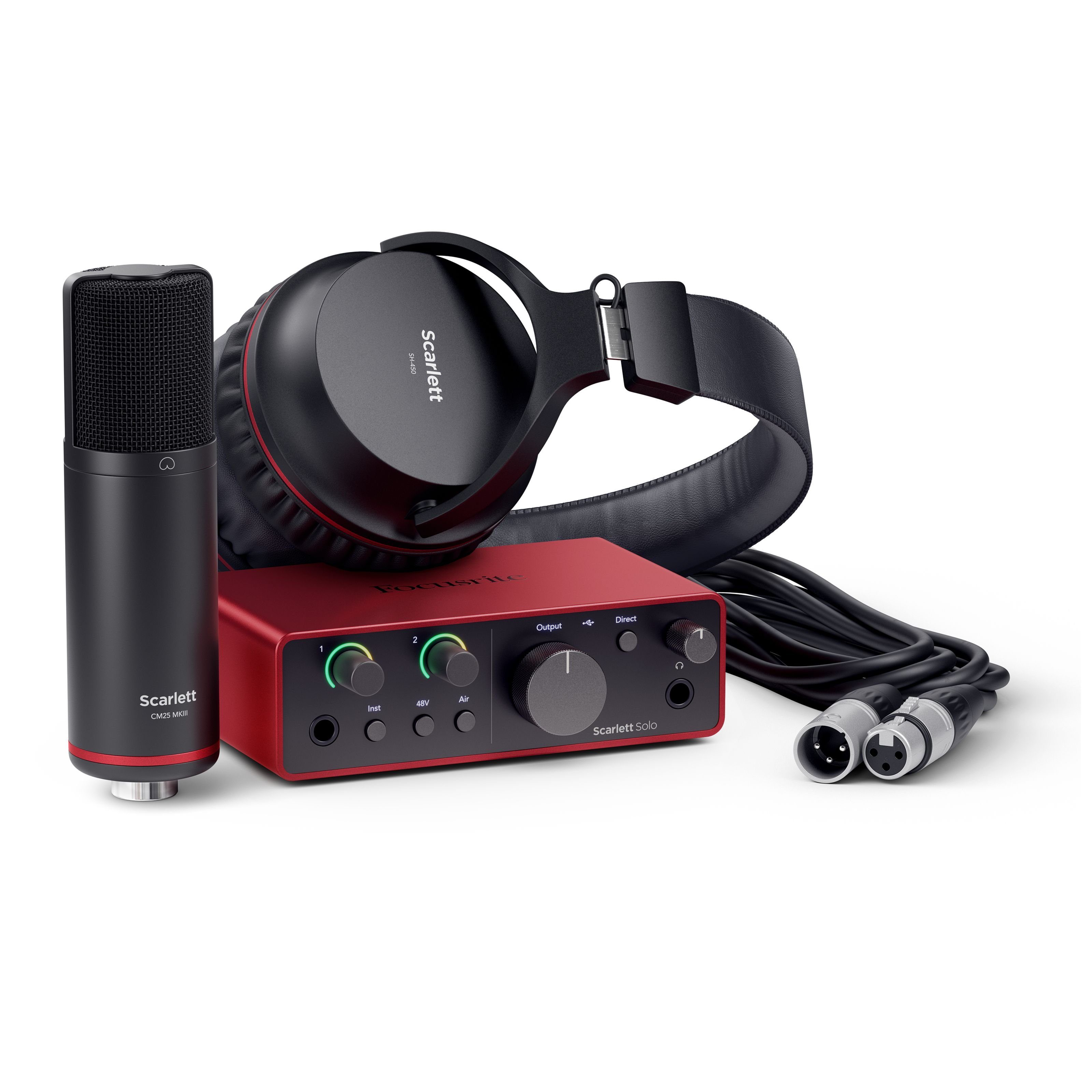 Focusrite Digitales Aufnahmegerät (Scarlett Solo Studio 4th Gen with CM25 MKIII & SH-450 - USB Audio)