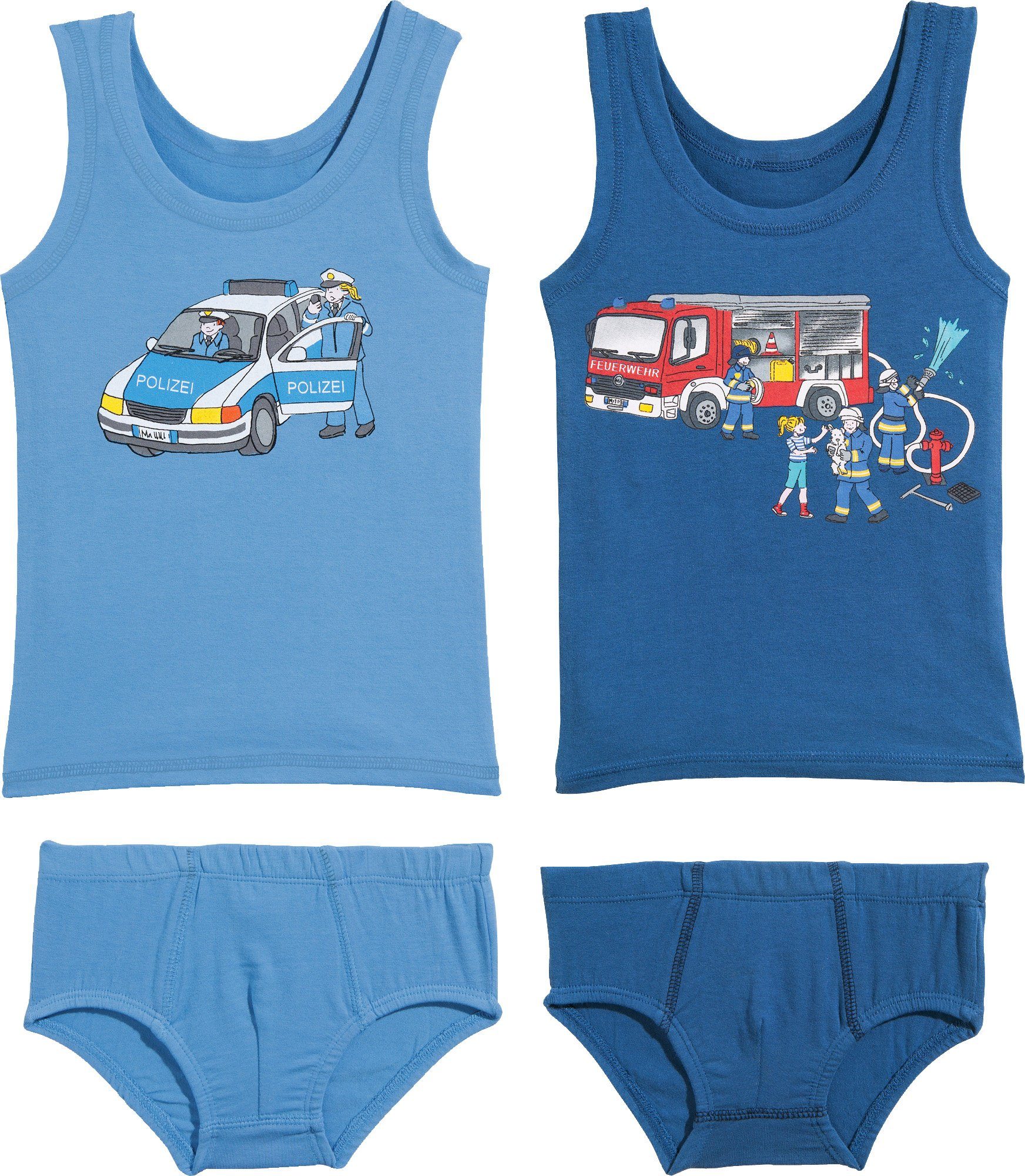 Erwin Müller Set: Unterhemd Jungen-Unterwäsche-Set 4-tlg. Single-Jersey gemustert