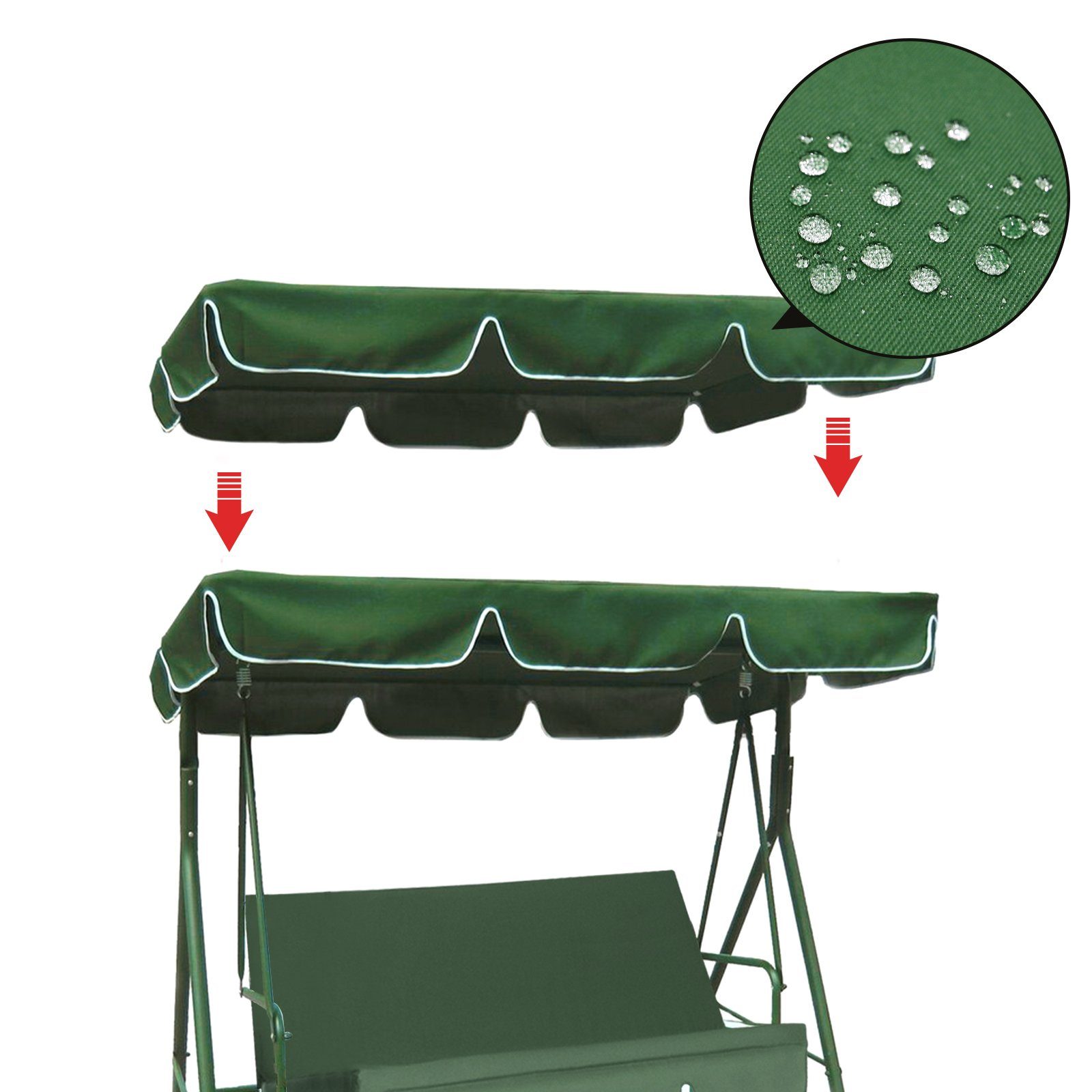 Rosnek Gartenmöbel-Schutzhülle Wasserdicht, Oxford-Stoff, für Patio Swing und Hängesessel im Freien, Sitzbezug & Überdachung Grün