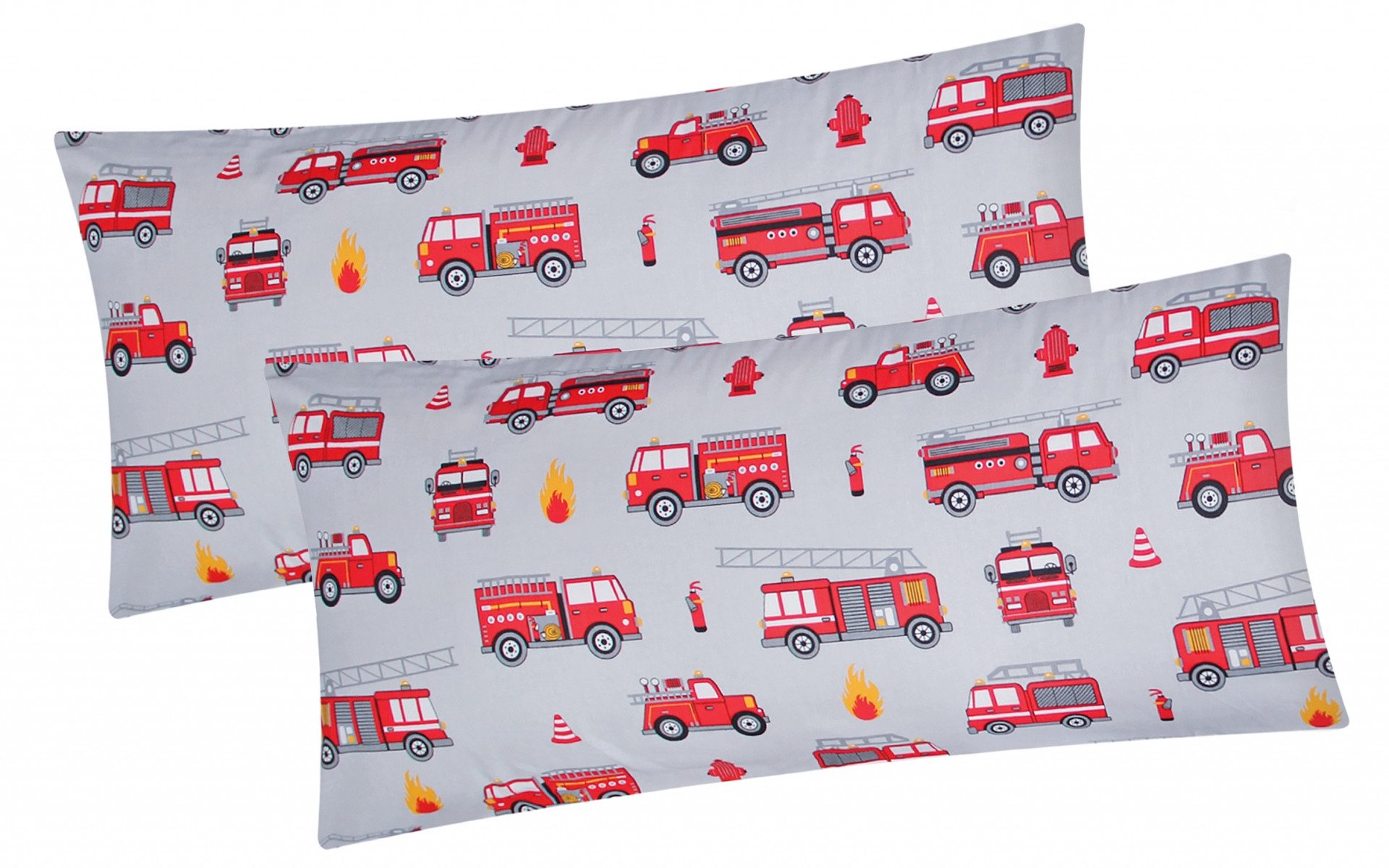 Heubergshop Kissenbezug, (2 Stück), 2er Set 40x80cm - Feuerwehr Grau Rot Ki günstig online kaufen
