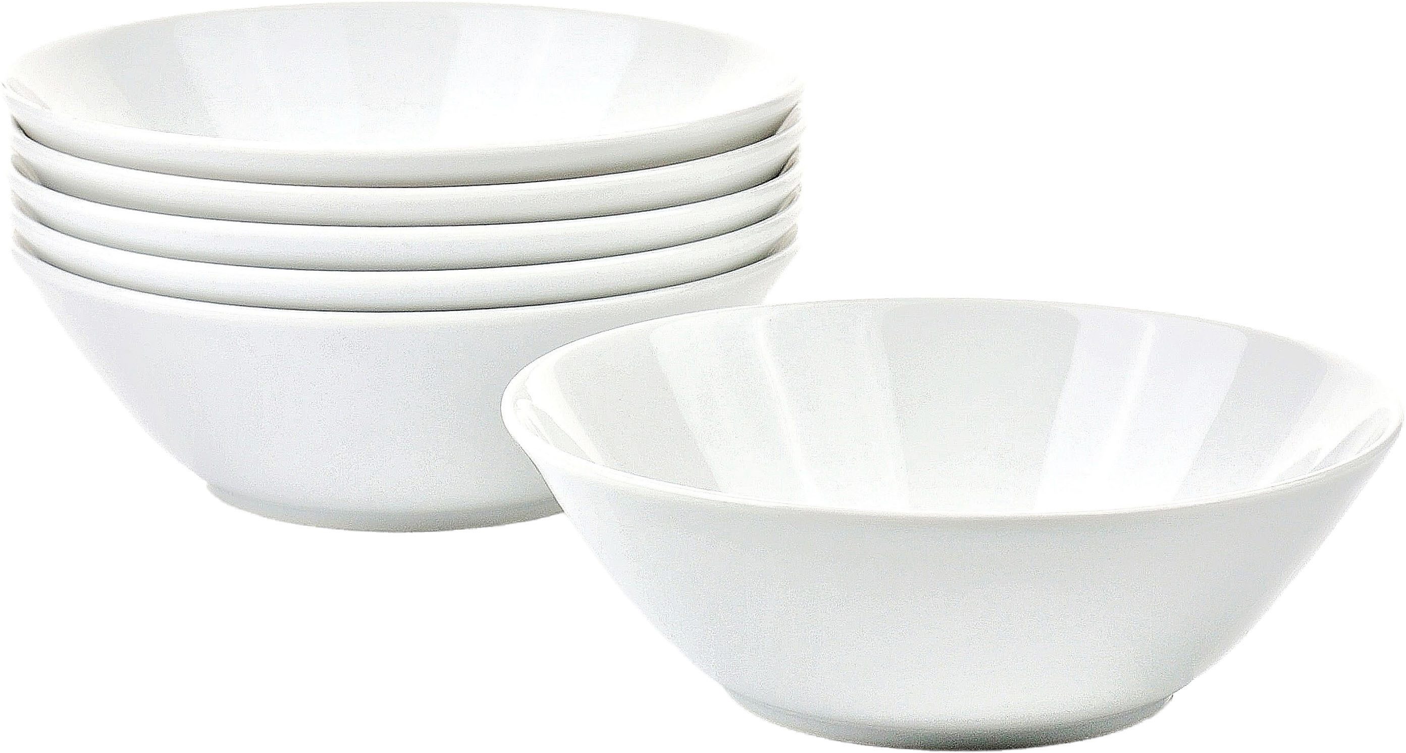 Retsch Arzberg Schale Schüssel HEIKE WEISS 19 cm, Set 6-tlg. für 6 Personen, rund Porzellan, Porzellan, (Set, 6-tlg), Mittelgroße Schalen für 6 Personen - unsere Allrounder für jeden Tag -