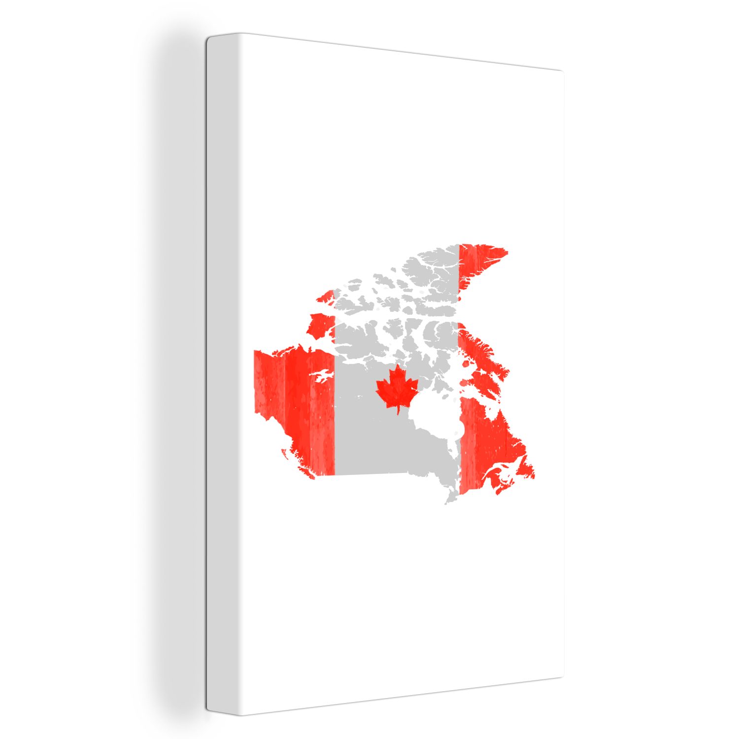 OneMillionCanvasses® Leinwandbild Kanada - Flagge - Karte, (1 St), Leinwandbild fertig bespannt inkl. Zackenaufhänger, Gemälde, 20x30 cm