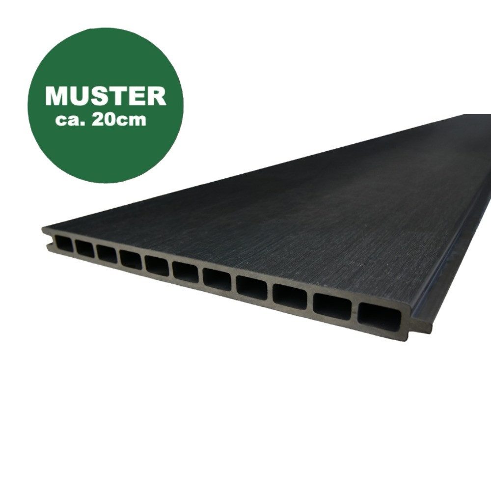 Woodstore24 Zaun Komplettset XXXL Premium coex. WPC Zaun zum einbetonieren anthrazit, (Sichtschutz - 1,79 m Höhe, 1,73 m Breite, 2 cm Stärke, Lamellenzaun Komplettset inkl. Pfosten, Start- und Endprofil), Stecksystem, Lamelle aus recyceltem Kunststoff & Holzfasern, anthrazit