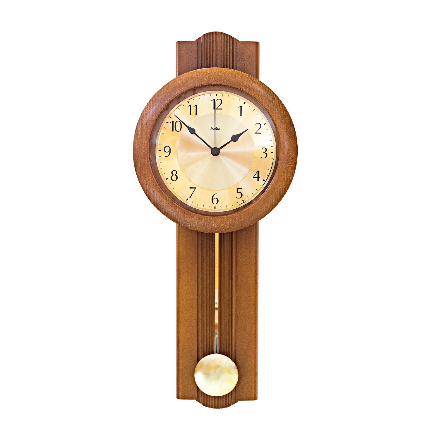 Selva Technik Wanduhr Funk-Pendelwanduhr, aus Kirschbaum, made in Germany