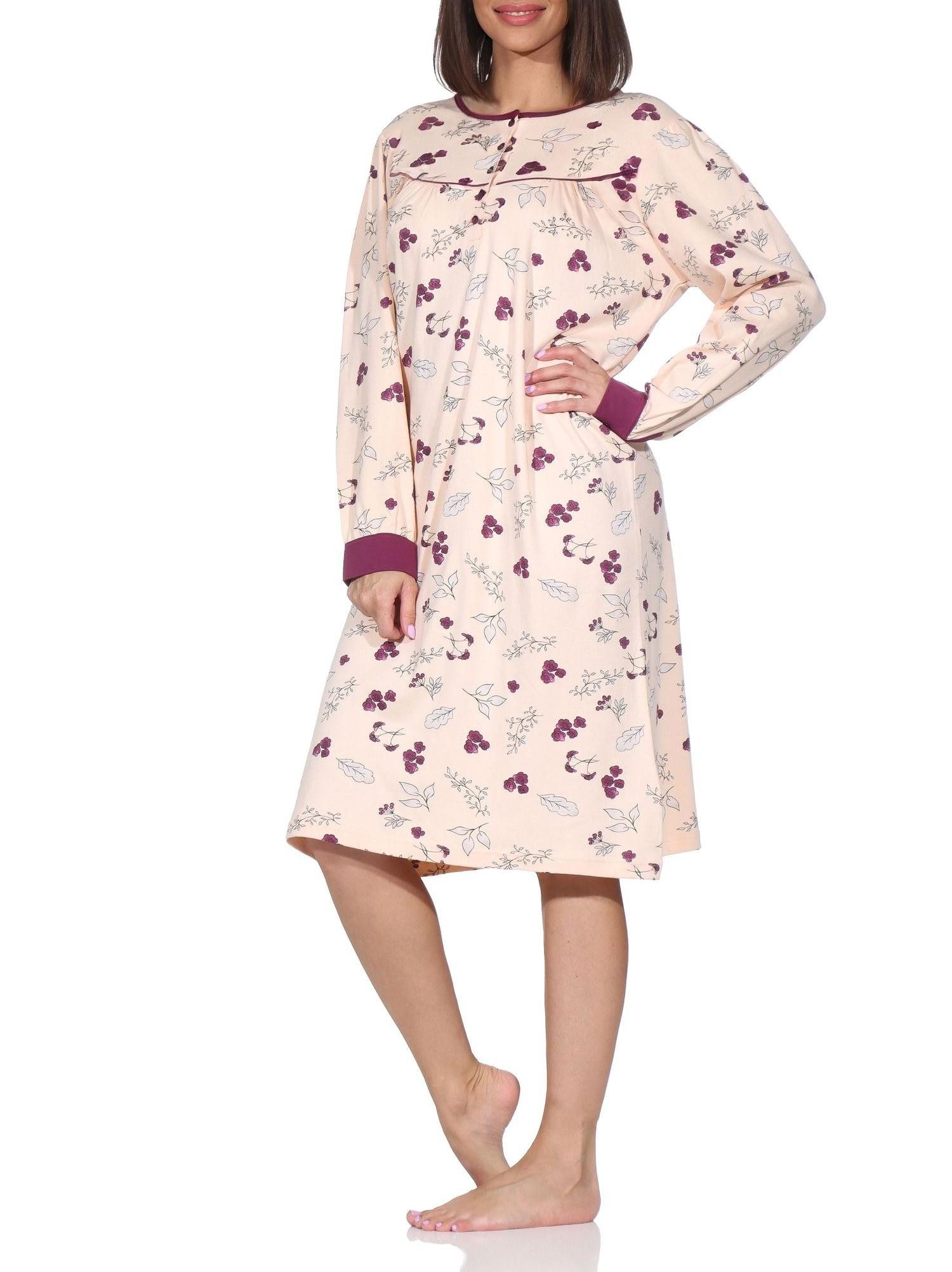 Normann Nachthemd Damen langarm Nachthemd im klassischen fraulichen Design – Bild 2 von 5