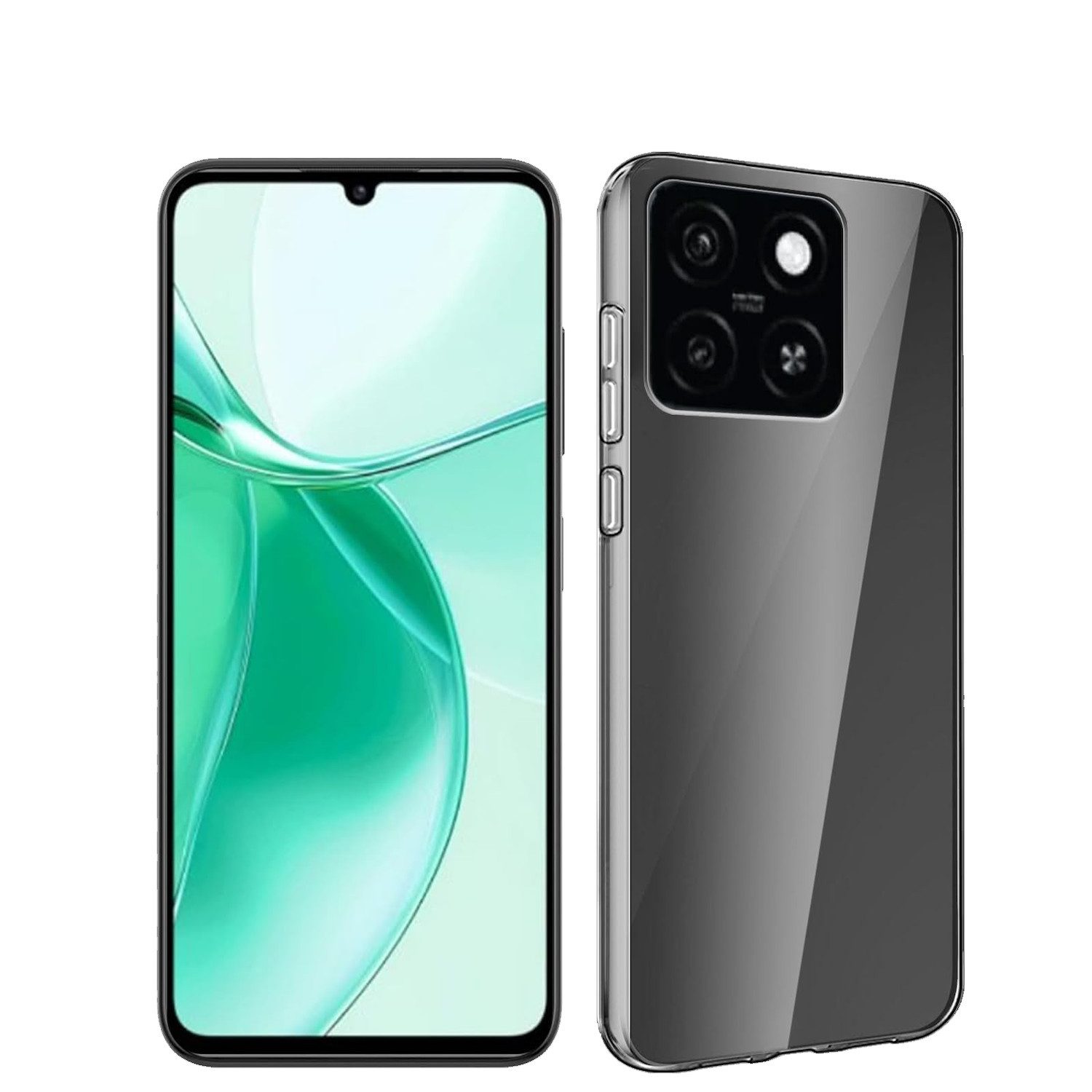 Wigento Handyhülle Für ZTE Blade A55 Silikon TPU Schutz Handy Hülle Cover Transparent, Stoßfeste TPU Hülle mit rutschfestem Design