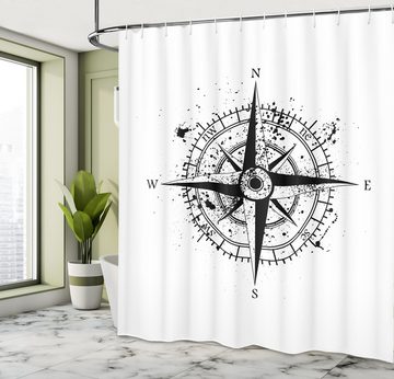 Abakuhaus Duschvorhang Moderner Digitaldruck mit 12 Haken auf Stoff Wasser Resistent Breite 175 cm, Höhe 180 cm, maritim Grunge Spritzer Windrose