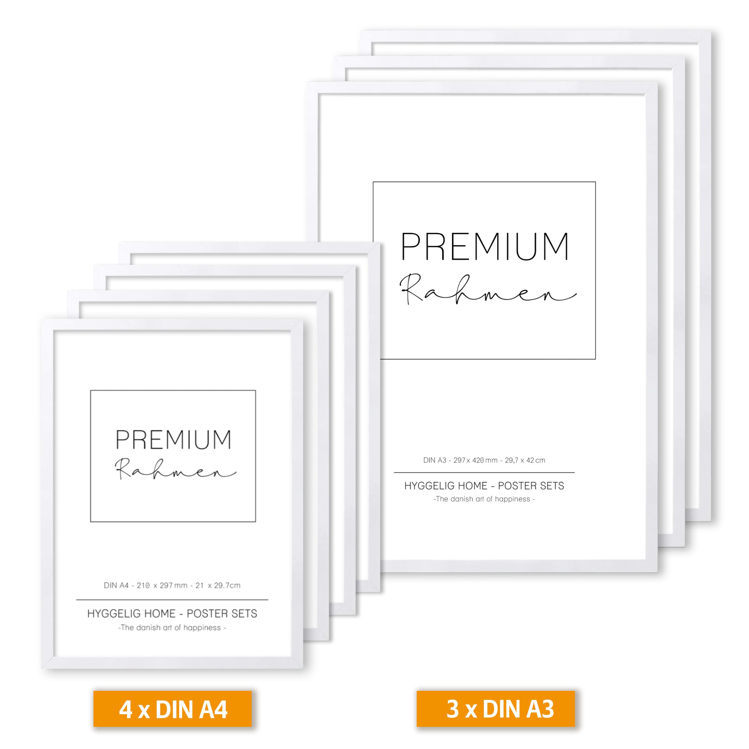 Hyggelig Home Poster Line Art, Premium Poster Set OHNE & MIT Rahmen - Wandbild schwarz weiß, Linien (Set, 7 St), Collage Gesichter Qualitätsdruck auf dickem Papier