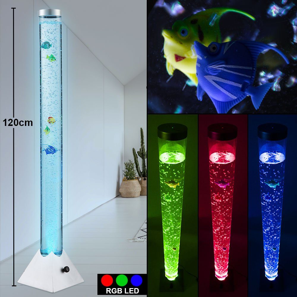 RGB LED Deko Steh Leuchte Wohn Zimmer Wasser Sprudel Säule Fische Stand Lampe 