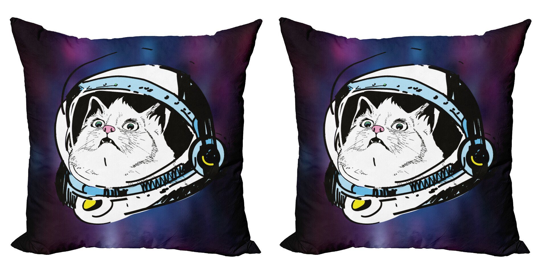 Accent Doppelseitiger Digitaldruck, Astronaut Kitten Kissenbezüge Katze (2 Modern Cosmic Stück), Abakuhaus