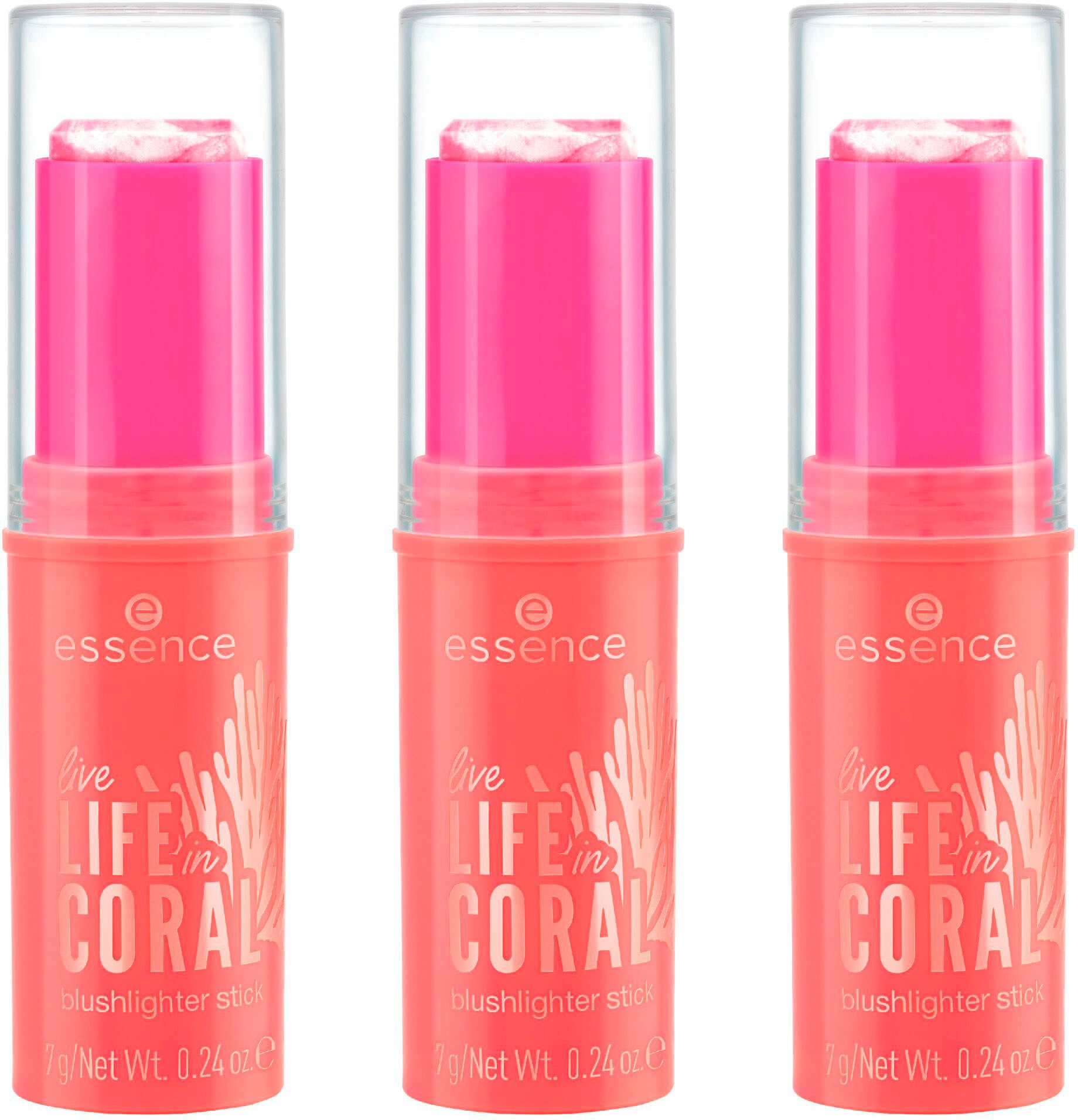 Essence Rouge live LIFE in CORAL blushlighter stick, 3-tlg., mit cremiger Textur