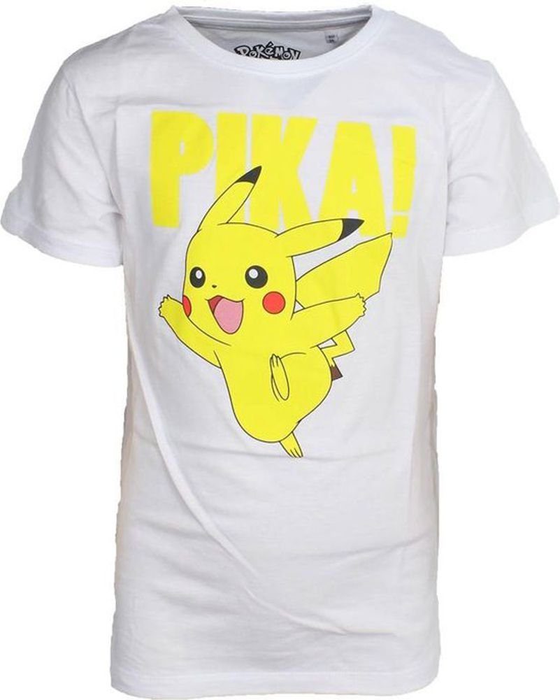 POKÉMON Print-Shirt Pokemon PIKACHU T-SHIRT Kinder + Jugendliche weiß Jungen + Mädchen PIKA