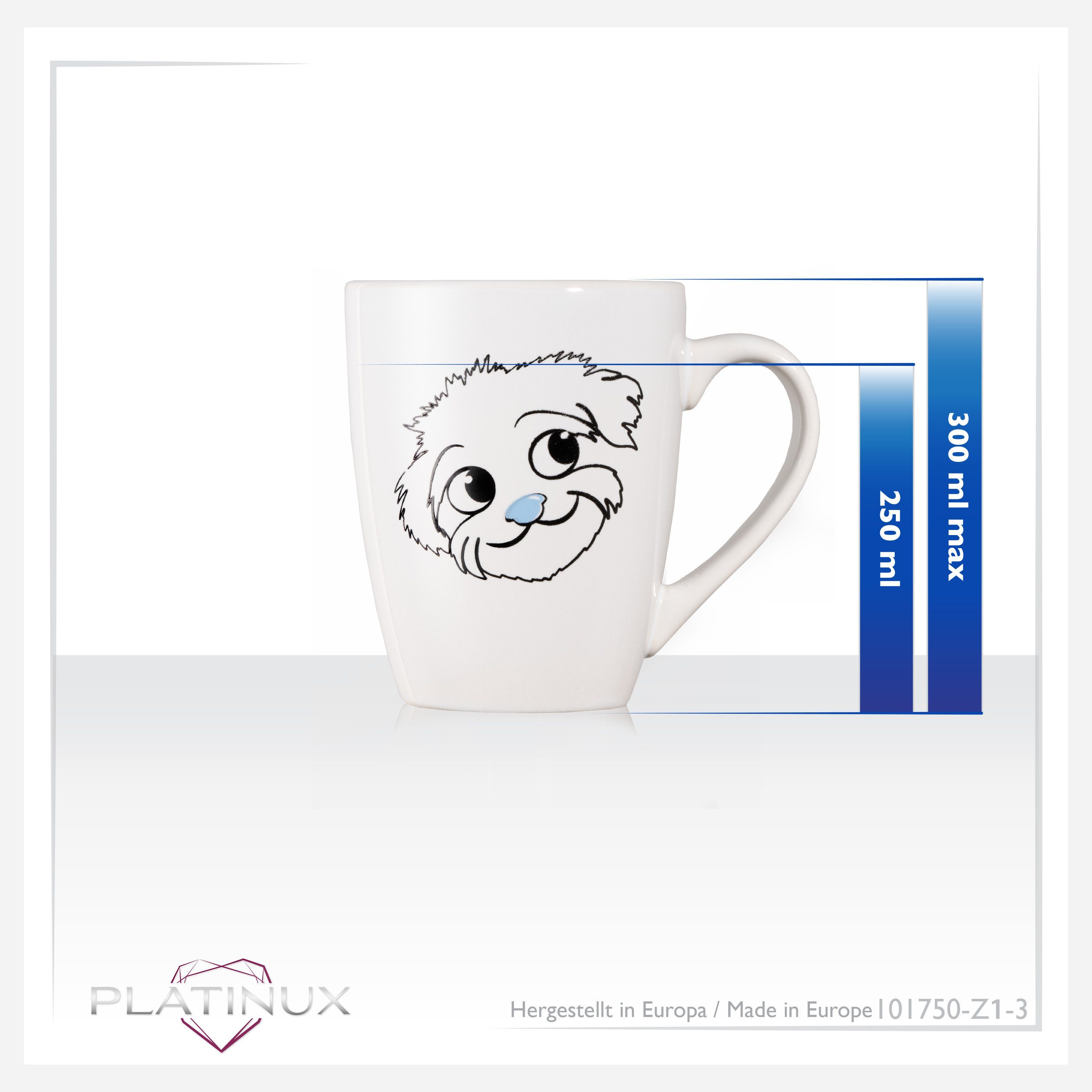 250ml "Flocke", Keramik, aus Tasse Kaffeetasse Tasse PLATINUX Motiv Hunde Kaffeebecher Teetasse Keramik Teebecher mit mit Griff
