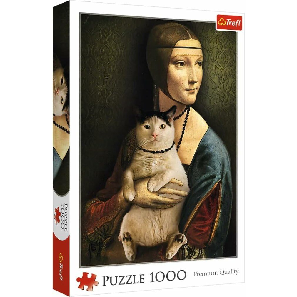 Trefl Puzzle Puzzle Dame und Katze 1000 Teile, Puzzleteile