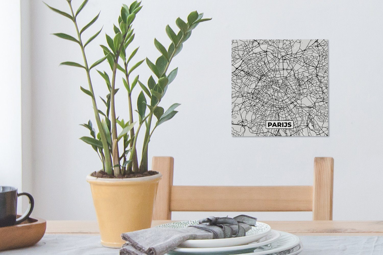 OneMillionCanvasses® Leinwandbild St), Paris und Karte, (1 Stadtplan - für Bilder weiß Leinwand - Schlafzimmer - Wohnzimmer Schwarz