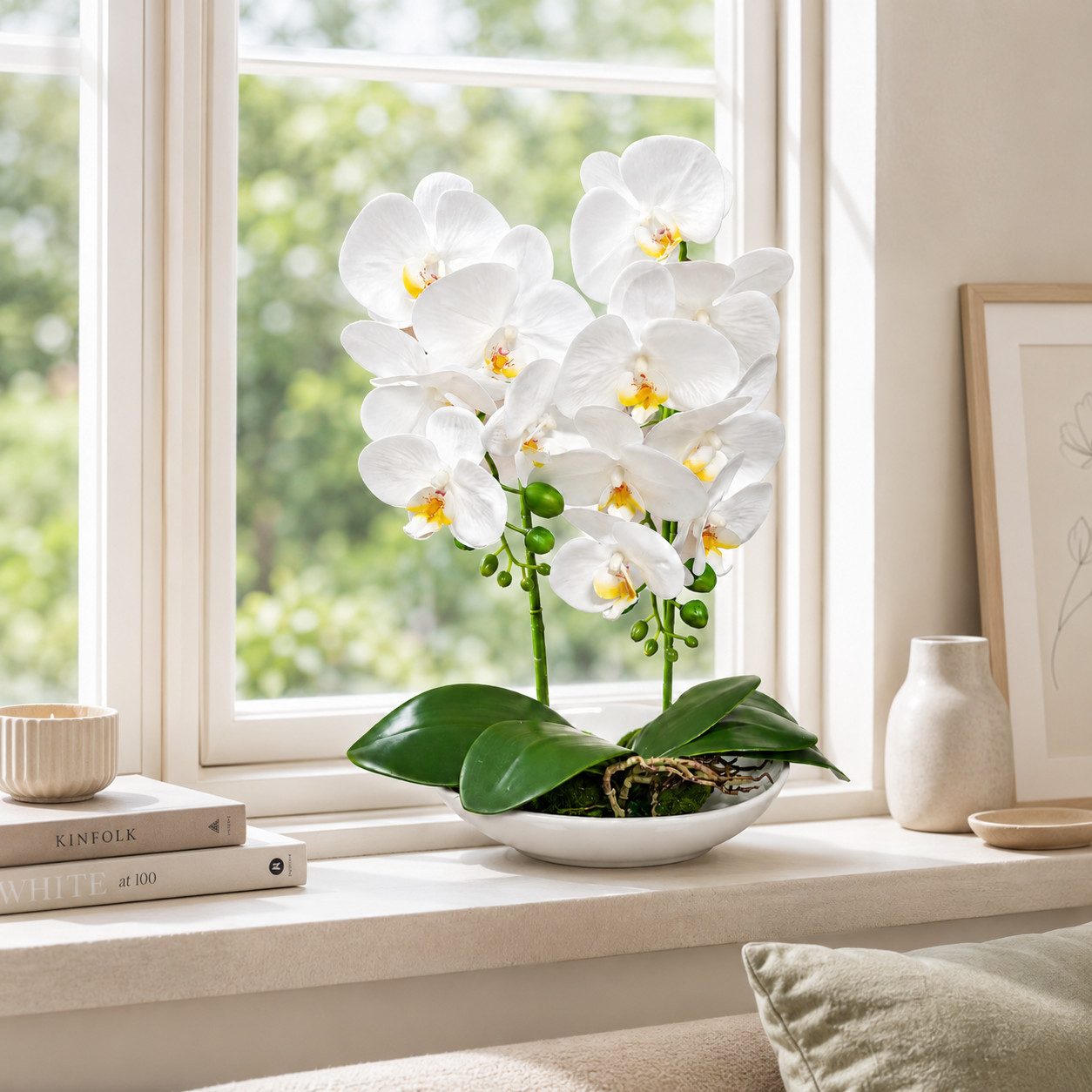 Kunstorchidee PASCH® Orchidee künstlich wie echt in Hochglanz-Keramiktopf Orchidee, PASCH, Hochglanz Keramiktopf