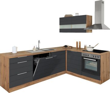 Kochstation Küche KS-Luhe, Stellbreite 240x180 cm, wahlweise mit oder ohne E-Geräten, MDF-Fronten