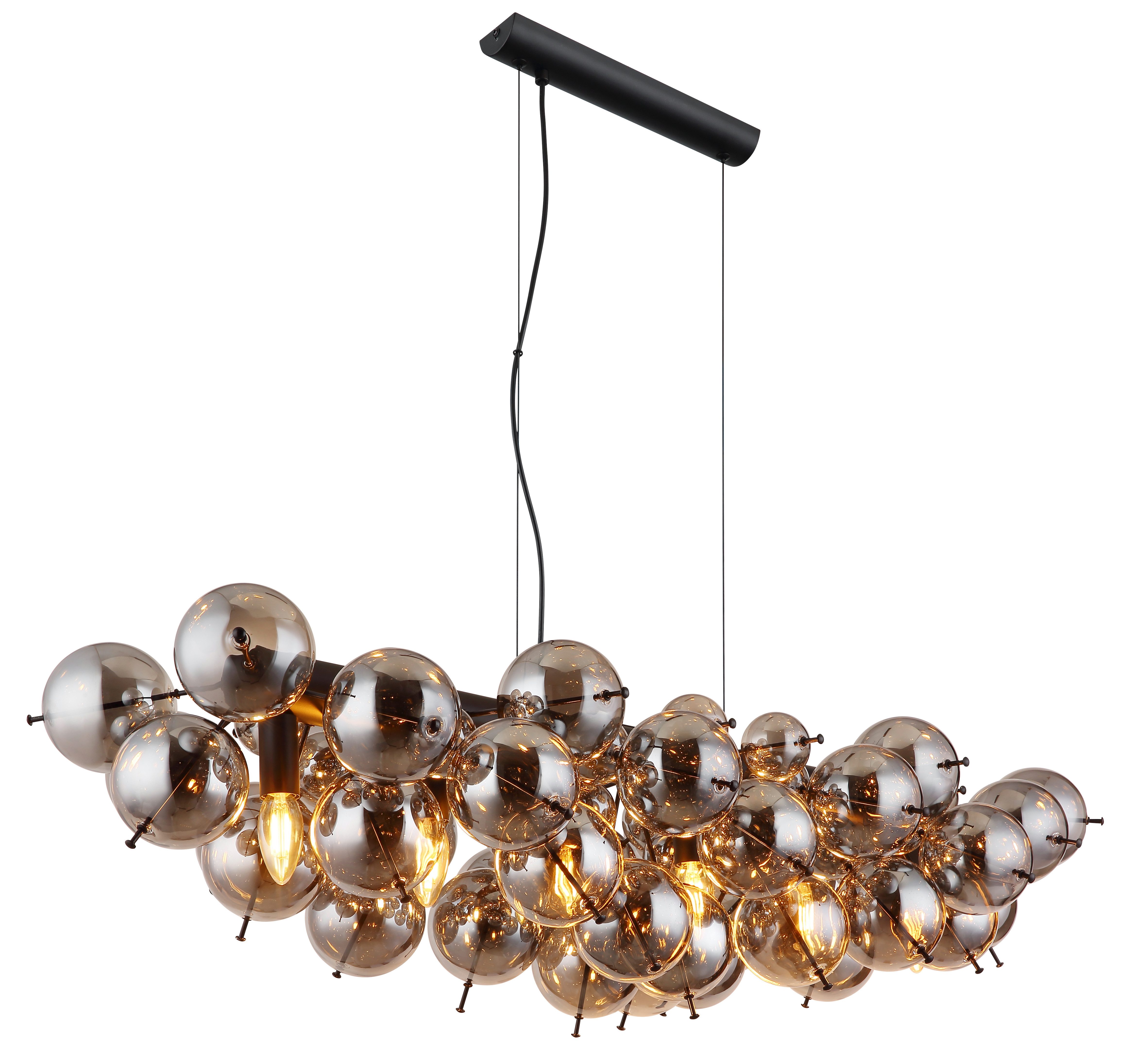 GLOBO LIGHTING Hängeleuchte UDO, ohne Leuchtmittel, Hängelampe Glaskugeln rauchfarben 2 Glasgrößen Esszimmer Esstisch