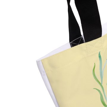 Mr. & Mrs. Panda Shopper Hase Blume - Gelb Pastell - Geschenk, Einkaufsbeutel, Einkaufstasche, (1-tlg), Modisches Design