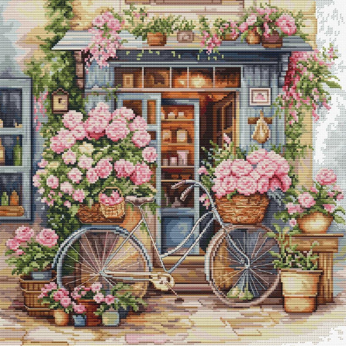 Luca-S Kreativset Luca-S Kreuzstich Stickpackung "Blumenladen", Zählmuster, 32x32cm..., (embroidery kit by Marussia)
