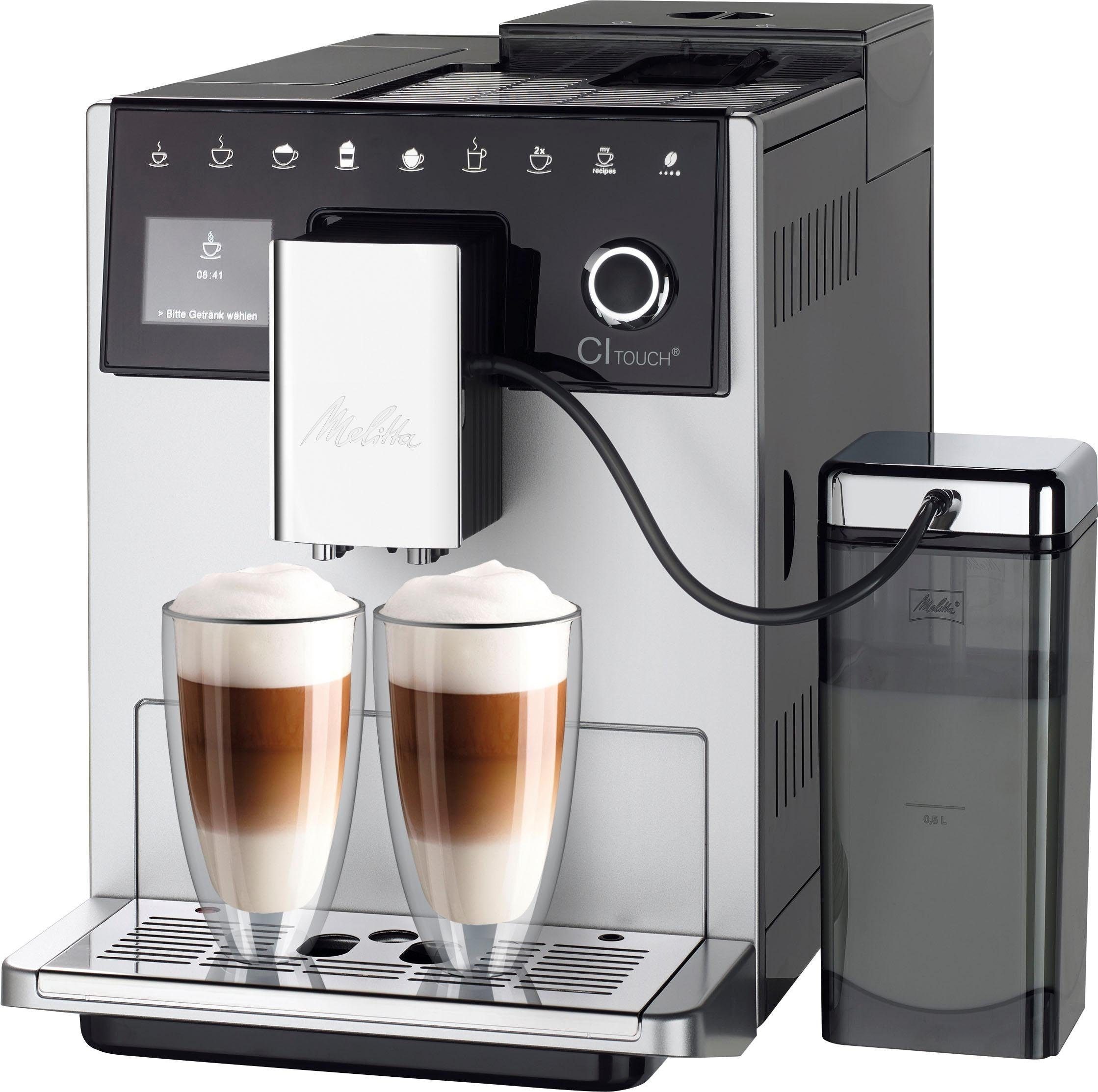 F630-101, mit Mahlwerk & silber, Bedienoberfläche Melitta CI Funktion Touch® Slide Flüsterleises Touch Kaffeevollautomat