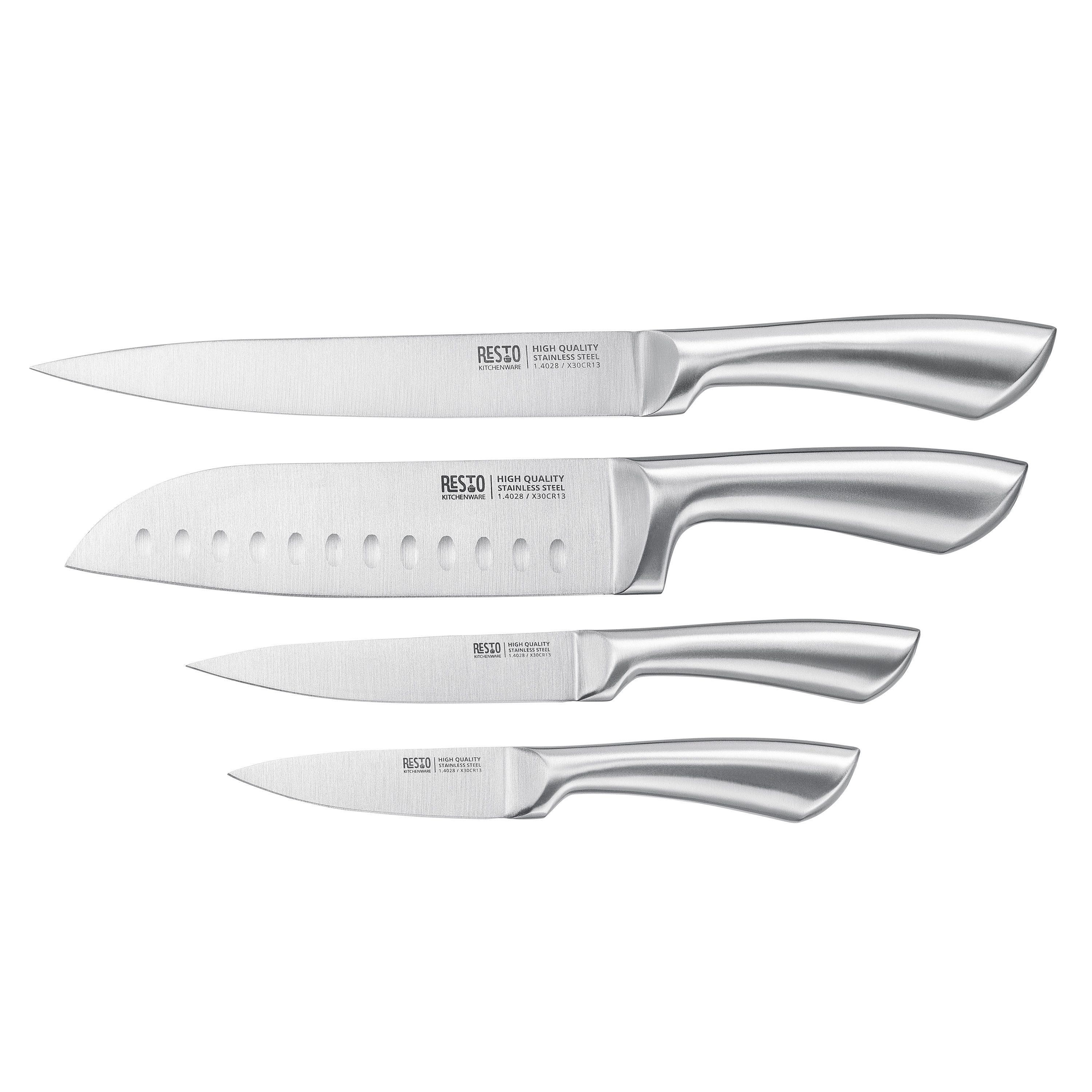 RESTO Kitchenware Messer-Set Merope, Edelstahlmesser 4-teilig in Magnet-Geschenkbox (Set, 4-tlg), Santoku-Messer, Tranchiermesser, Universalmesser, Schälmesser
