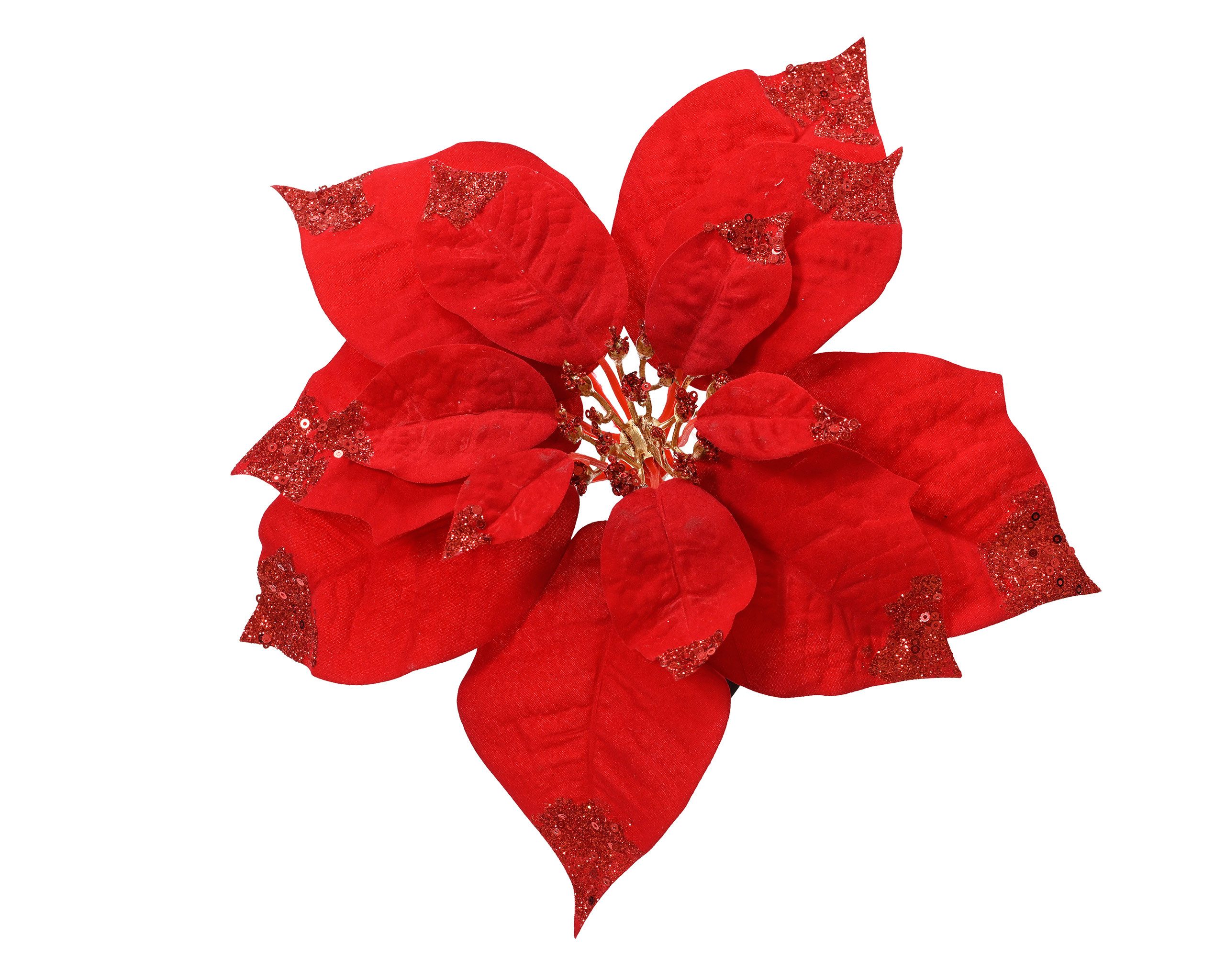 Kunstblume, Kaemingk, Weihnachtsstern am Clip 25cm 1 Stück Rot