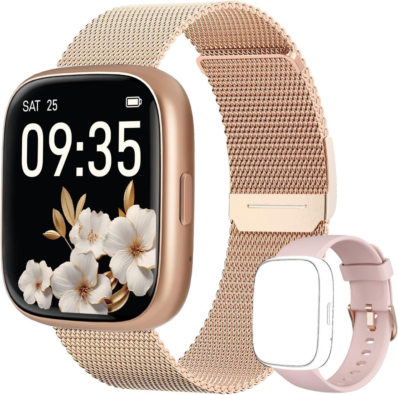 TOOBUR ‎ IDW26 Smartwatch (4,6 cm, android ios), Smartwatch Damen Fitnessuhr 1.83 Zoll Wasserdicht Pulsuhr IP68