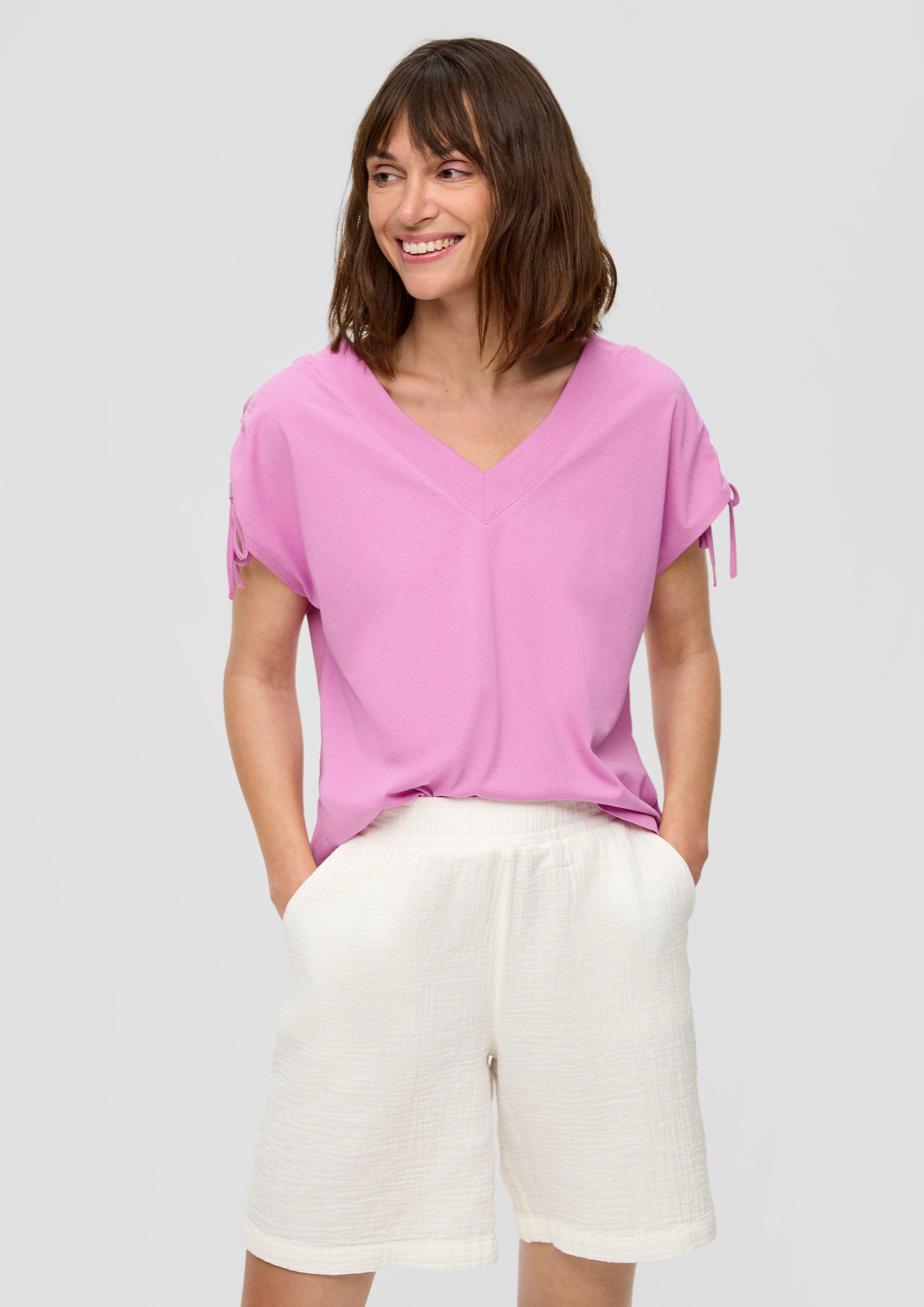 s.Oliver Kurzarmshirt Ärmelloses Shirt mit Bindedetails günstig online kaufen