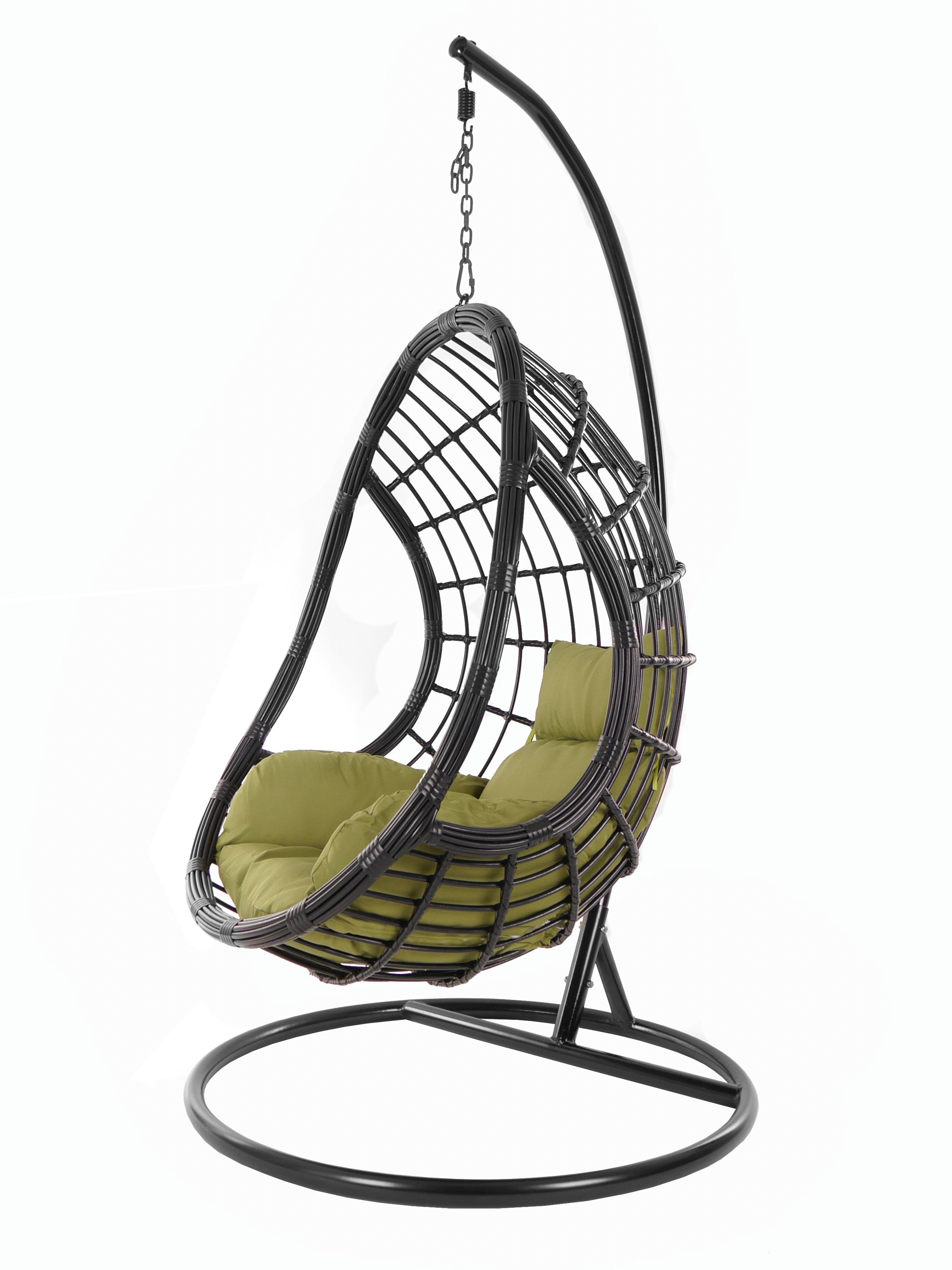 KIDEO Hängesessel PALMANOVA black, Swing Nest-Kissen mit (6900 und Schwebesessel, waldgrün Kissen, Chair, Hängesessel Gestell forest)