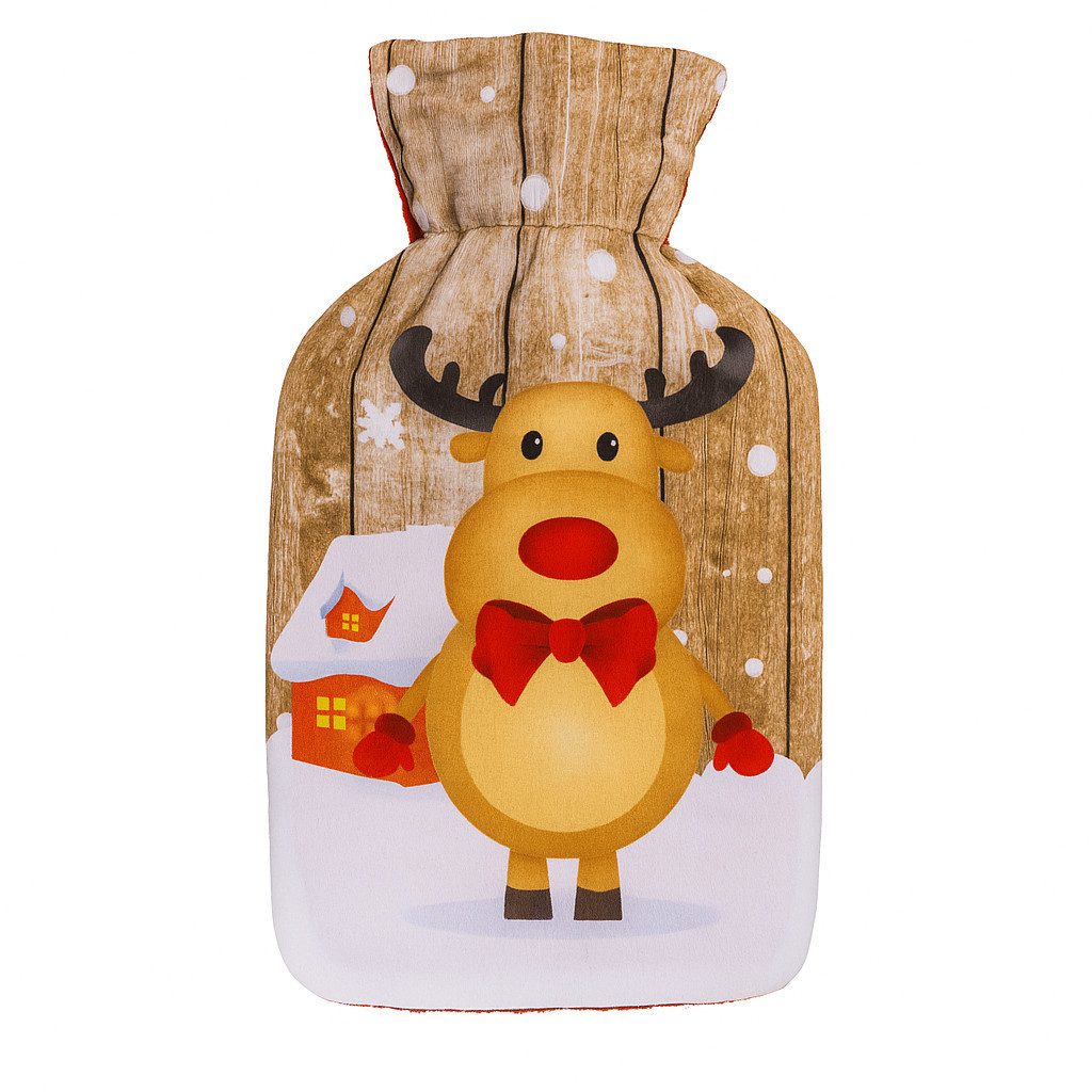 Out of the Blue Wärmflasche Weihnachts Wärmflasche 1L mit Motivbezug 26x16 cm 4 Designs, Wärmender Weihnachtsgruß mit Kuschelfaktor
