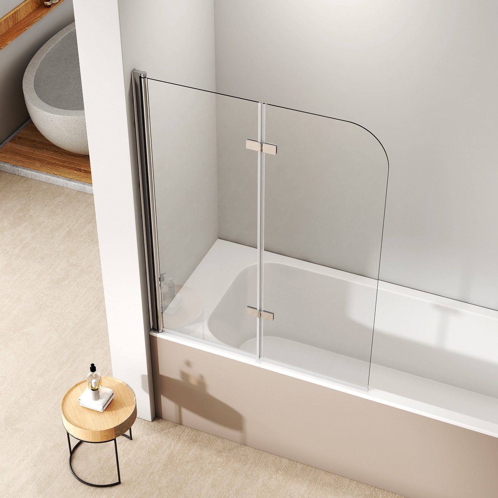 EMKE Badewannenaufsatz Duschwand für Badewanne,2-teilig Duschwand günstig online kaufen