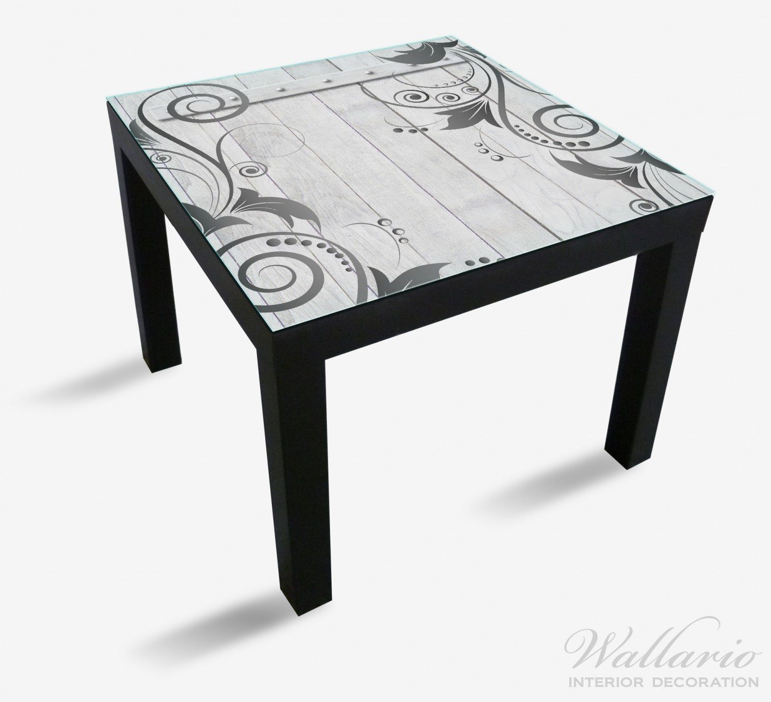Ikea Holztür mit St), geeignet Wallario Graue Lack (1 Tischplatte Tisch Schnörkelmuster für