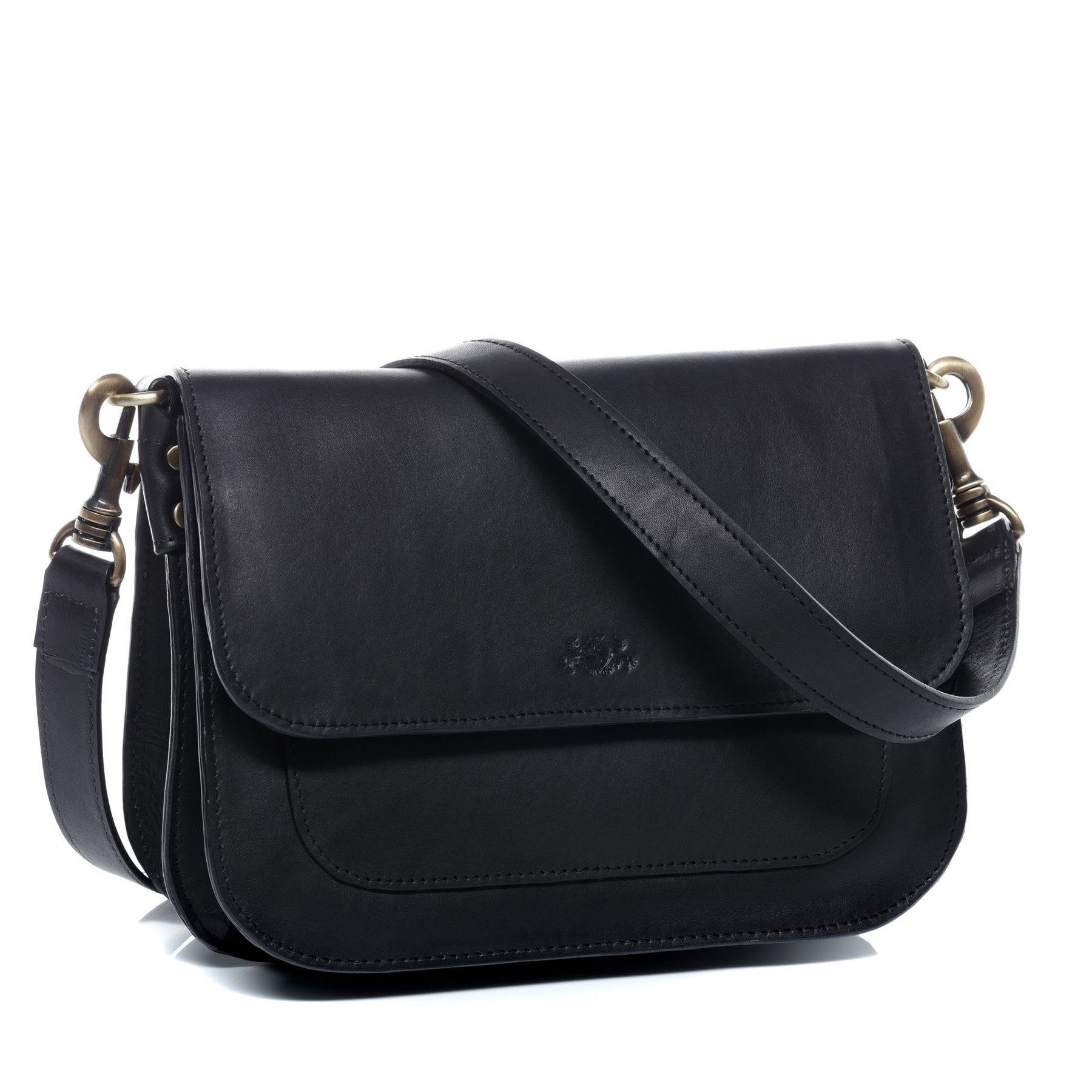 SID & VAIN Umhängetasche echt Leder Umhängetasche groß schwarz FRAN, Crossbody Bag Echtleder für Damen, Handtasche mit Schultergurt schwarz
