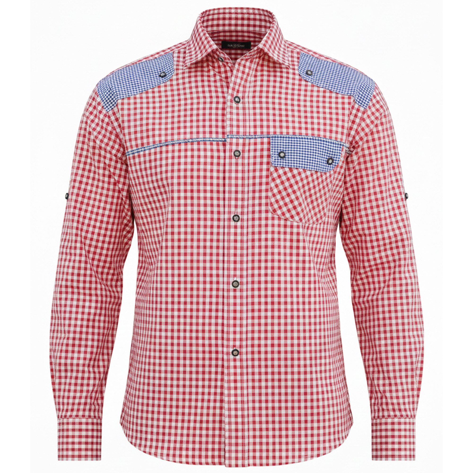 German Wear Trachtenhemd GW1243 Red Karo Trachtenhemd kariert Hemd für Trachtenlederhosen – Bild 2 von 5