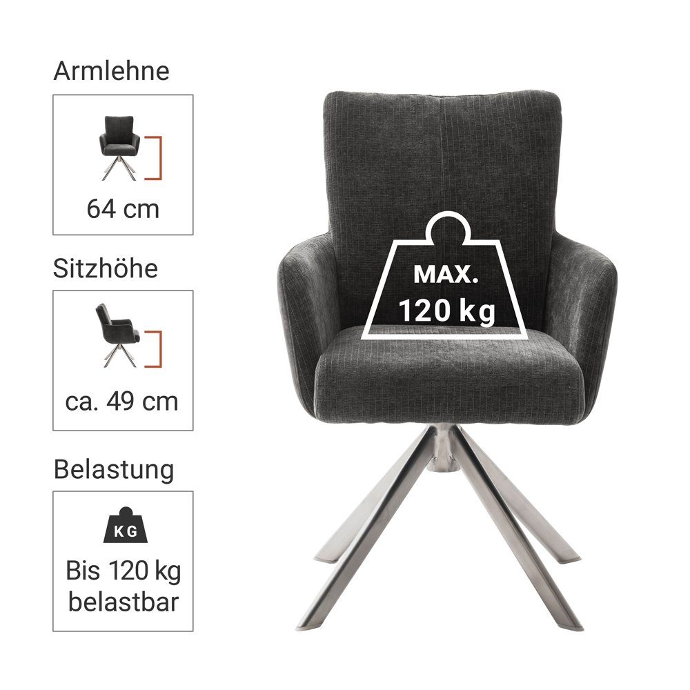 61/92/67 Armlehnenstuhl Lomadox cm in B/H/T 2er ca. anthrazit, Set Polsterstuhl SVELVIK-05, Esszimmer