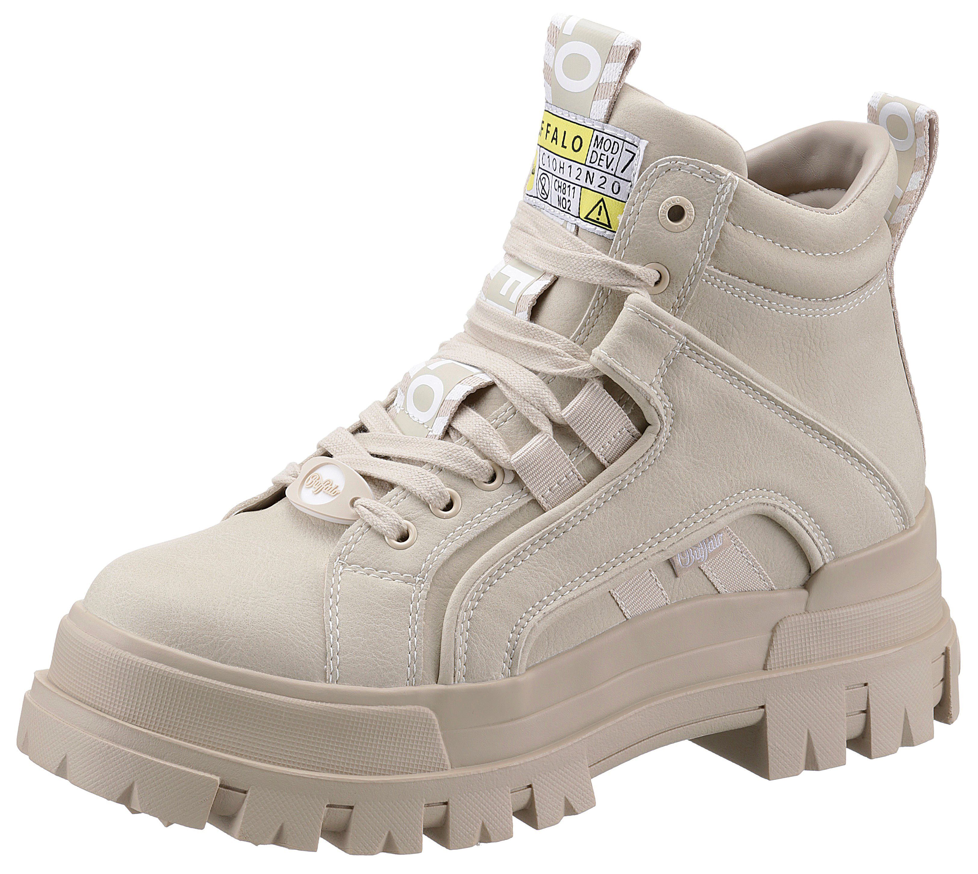 Buffalo Optik MID NC ASPHA monochromer Schnürboots in beige