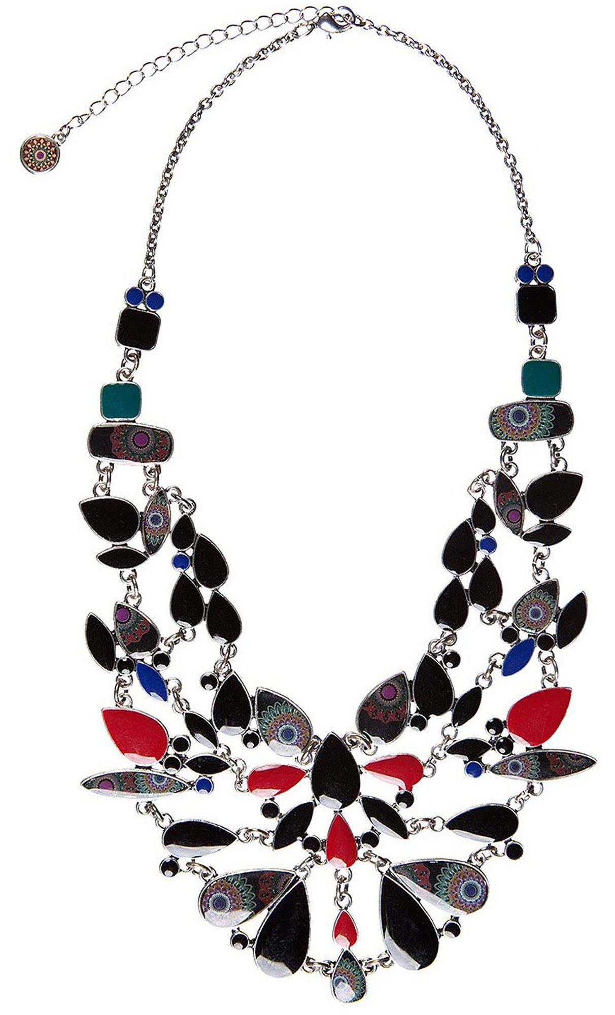 Desigual Collier Lagrimas, Collier lang Boho-Touch antik versilbert