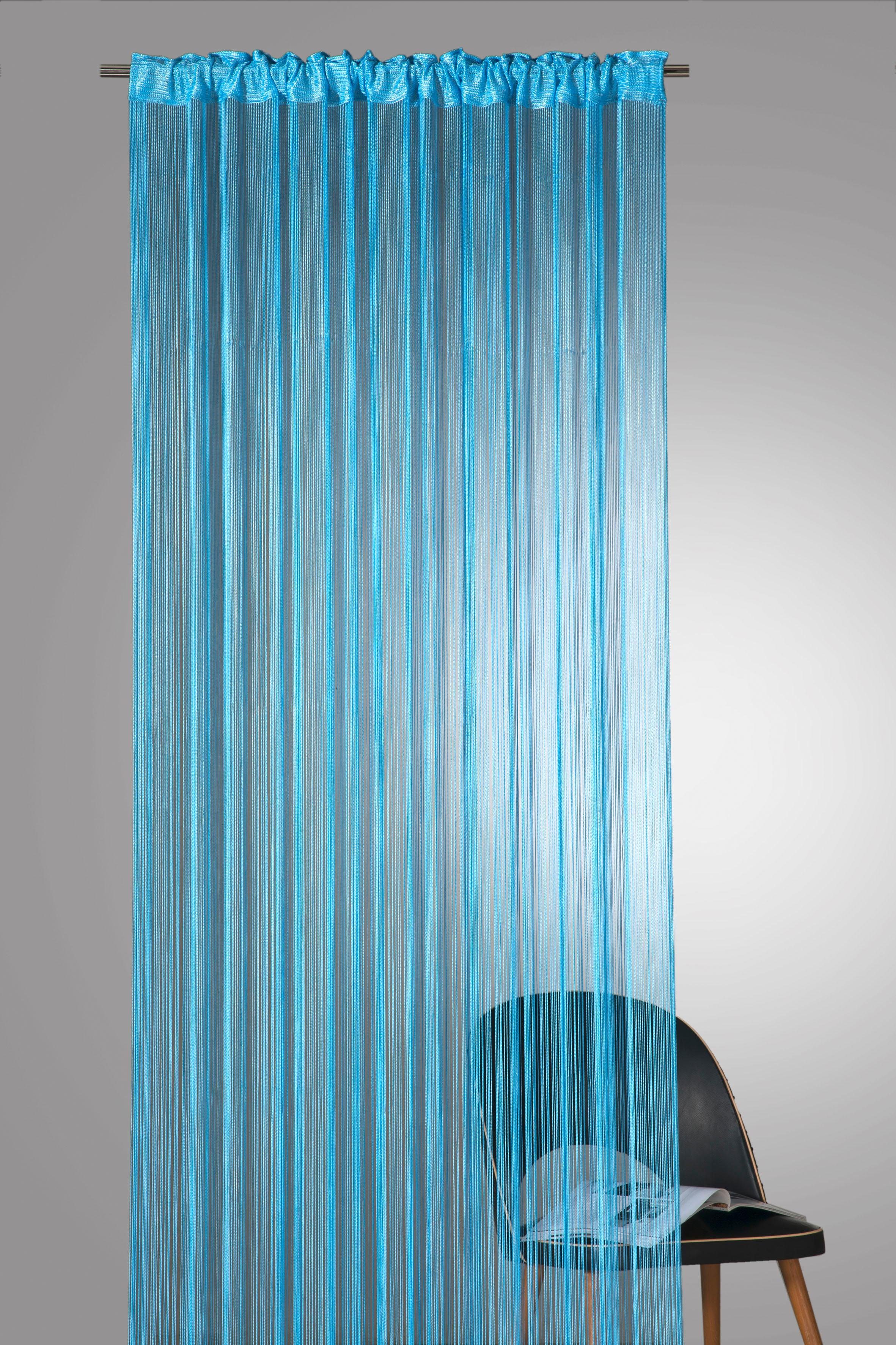 Fadenvorhang Rebecca, Weckbrodt, (1 Gardine, halbtransparent, Fadengardine, blau/uni transparent, kürzbar Multifunktionsband St), Insektenschutz