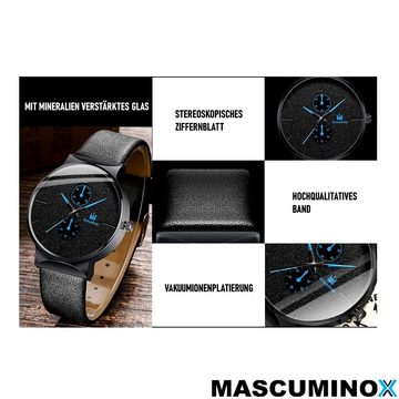 MAVURA Quarzuhr MASCUMINOX Armbanduhr mit Armband Set Herren Elegant Luxus, Business Uhr Herrenuhr Männeruhr Geschenk schwarz