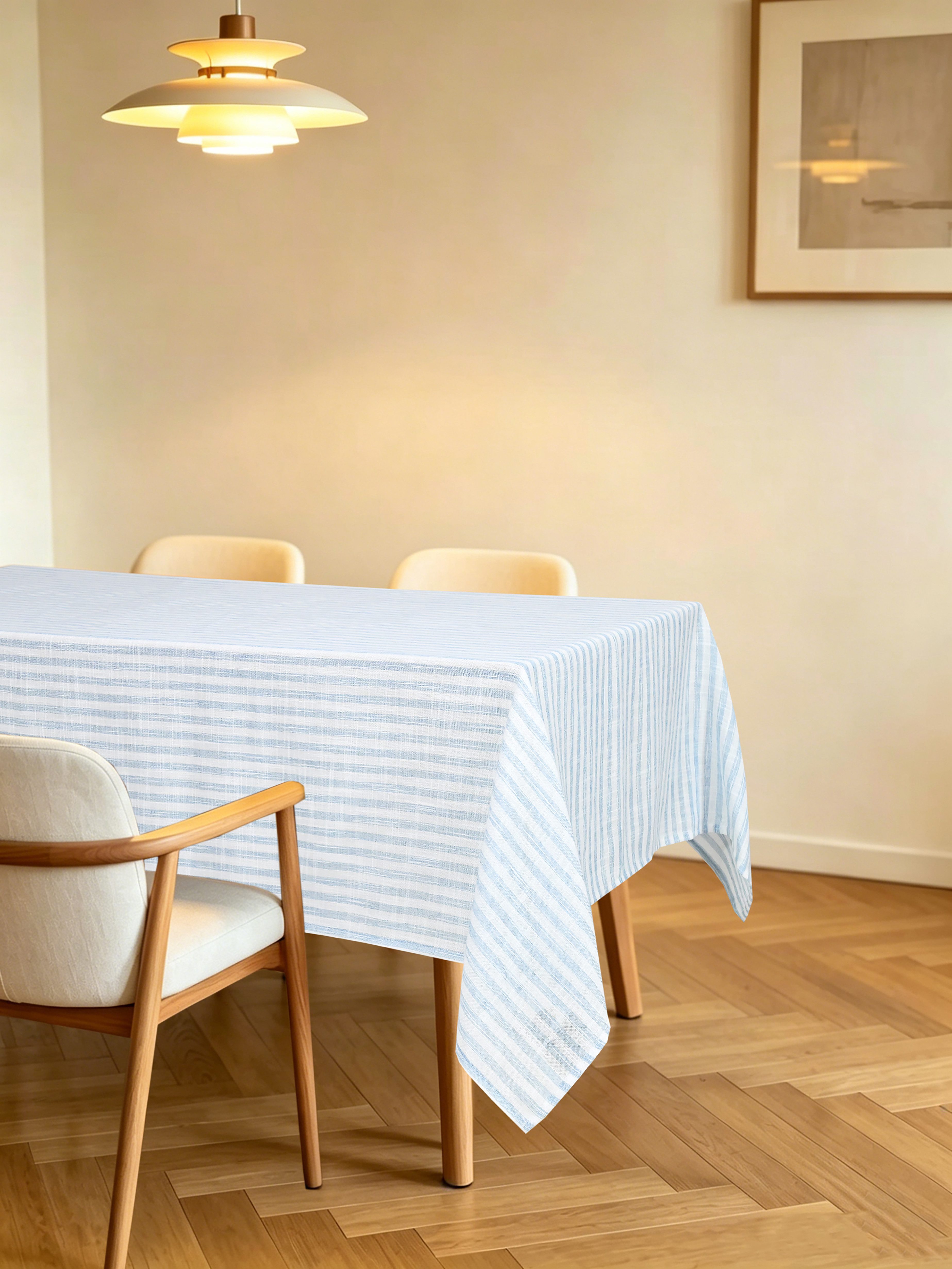 OTTO home Tischdecke Marric (Packung 1-tlg), halbtransparente Tischdecke, Leinenoptik mit Streifen