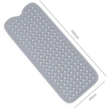 Badematte Intirilife, Rutschsichere Badewannenmatte in Grau, Kunststoff, Hautsensitive BPA-freie schimmelresistente Duschmatte