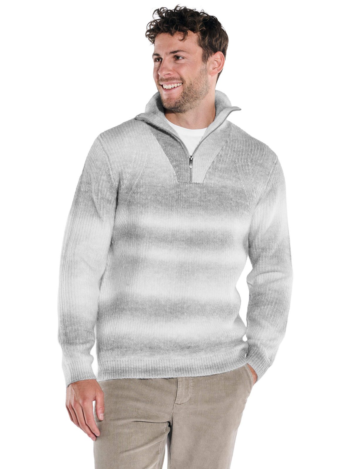 emilio adani Stehkragenpullover emilio adani Herren Pullover Polokragen, Silbergrau